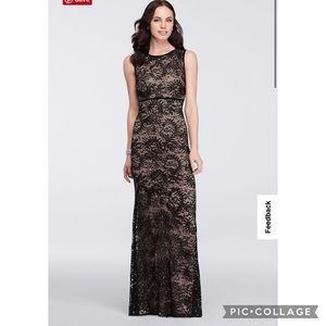 NightWay Black Sequin Lace Evening Dress Size 12P
